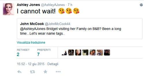 Tweey tra Ashley Jones e John McCook